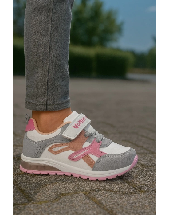 Unisex Çocuk Cırtlı Bağcıklı Sneaker Günlük Spor Ayakkabı