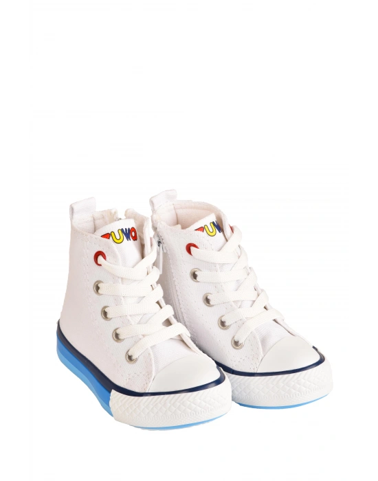 Unisex Çocuk Keten Boğazlı Bilekli Fermuarlı Spor Ayakkabı