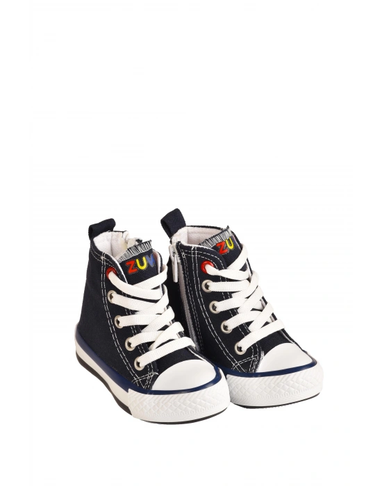 Unisex Çocuk Keten Boğazlı Bilekli Fermuarlı Spor Ayakkabı