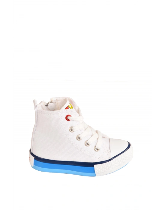 Unisex Çocuk Keten Boğazlı Bilekli Fermuarlı Spor Ayakkabı