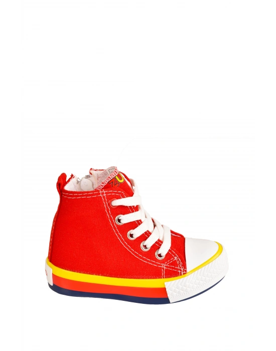 Unisex Çocuk Keten Boğazlı Bilekli Fermuarlı Spor Ayakkabı