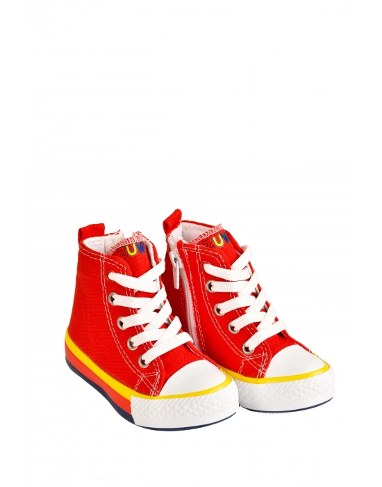 Unisex Çocuk Keten Boğazlı Bilekli Fermuarlı Spor Ayakkabı