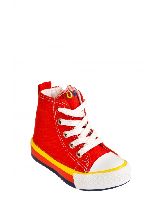 Unisex Çocuk Keten Boğazlı Bilekli Fermuarlı Spor Ayakkabı