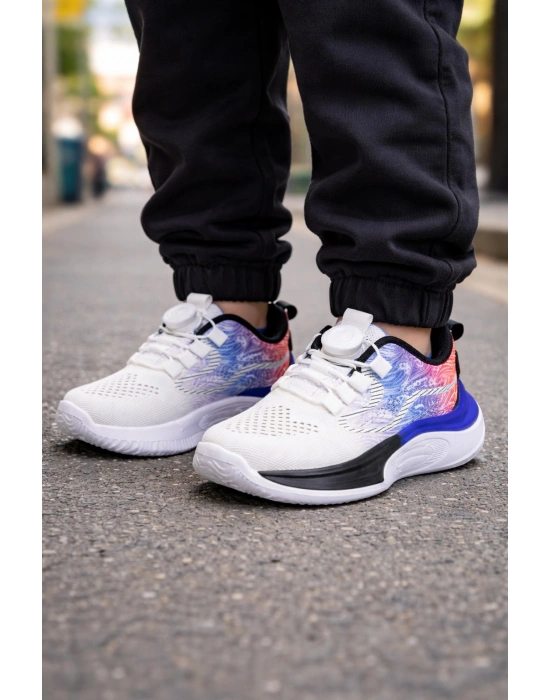 Unisex Çocuk Spor Ayakkabı – Örgü Fileli, Otomatik Bağcıklı, Renk Geçişli Taban