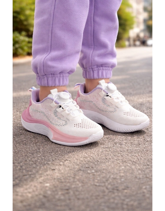 Unisex Çocuk Spor Ayakkabı – Örgü Fileli, Otomatik Bağcıklı, Renk Geçişli Taban