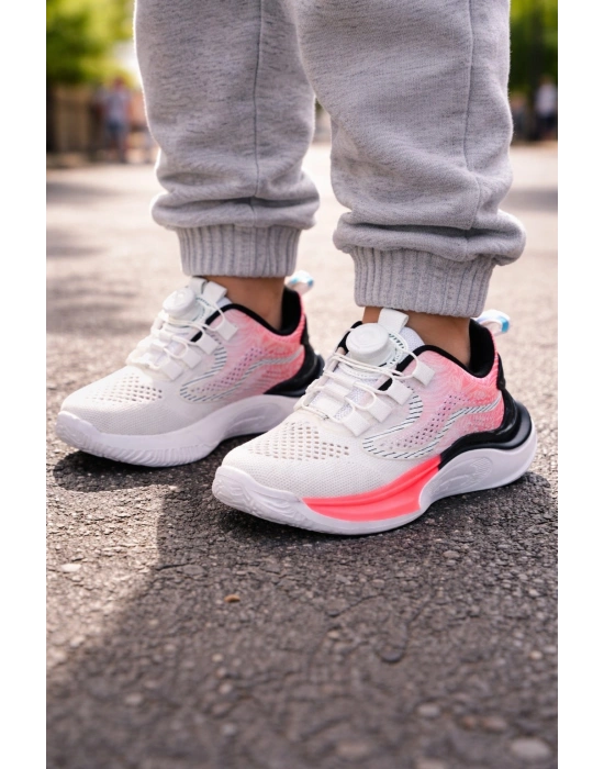 Unisex Çocuk Spor Ayakkabı – Örgü Fileli, Otomatik Bağcıklı, Renk Geçişli Taban