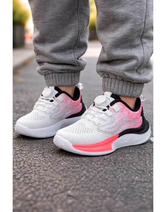 Unisex Çocuk Spor Ayakkabı – Örgü Fileli, Otomatik Bağcıklı, Renk Geçişli Taban