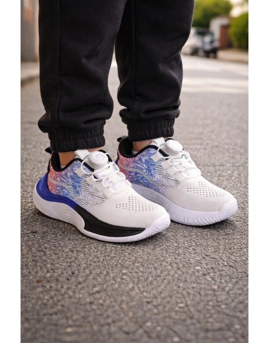 Unisex Çocuk Spor Ayakkabı – Örgü Fileli, Otomatik Bağcıklı, Renk Geçişli Taban