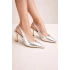 Kadın Sivri Burun Zımbalı Slingback İnce Topuk Ayakkabı