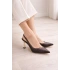 Kadın Sivri Burun Zımbalı Slingback İnce Topuk Ayakkabı