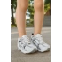 Günlük Unisex Beyaz  Sneaker Kaymaz Yüksek Taban Desenli Triko Bağcıklı Koşu Spor Ayakkabı
