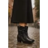Kalın Topuklu Cilt/Süet Kadın Bot & Bootie