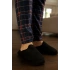 Unisex Nakışlı Kadife Fitilli Desen Rahat Yumuşak Tabanlı İçi Kürklü Terlik