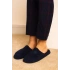 Unisex Nakışlı Kadife Fitilli Desen Rahat Yumuşak Tabanlı İçi Kürklü Terlik