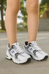 Günlük Unisex Beyaz  Sneaker Kaymaz Yüksek Taban Desenli Triko Bağcıklı Koşu Spor Ayakkabı