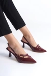 Kadın RuganTokalı Sivri Burun Topuklu Stiletto Ayakkabı