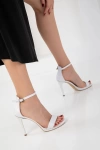 Kadın Beyaz Sivri Yüksek Kalem Topuk Abiye Stiletto Ayakkabı