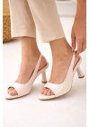Kadın Şık Sivri Burun Slingback Topuklu Ayakkabı