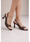 Kadın Şık Sivri Burun Slingback Topuklu Ayakkabı