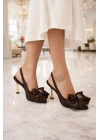 Kadın Büyük Fiyonklu Slingback Topuklu Ayakkabı