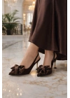Kadın Büyük Fiyonklu Slingback Topuklu Ayakkabı