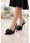 Kadın Büyük Fiyonklu Slingback Topuklu Ayakkabı