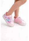 Kız Çocuk Desenli Işıklı LED Tabanlı Simli Cırt Cırtlı Sneaker