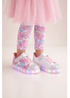 Kız Çocuk Desenli Işıklı LED Tabanlı Simli Cırt Cırtlı Sneaker