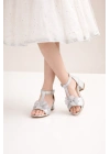 Kız Çocuk Özel Gün Ayakkabısı/Simli Fiyonk Detaylı Sandalet