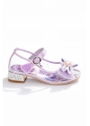 Kız Çocuk Simli Fiyonklu Topuklu Prenses Ayakkabı
