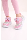 Kız Çocuk Kurdele Detay Simli LED Taban Spor Ayakkabı