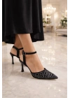 Kadın Taş İşlemeli Slingback İnce Topuk Ayakkabı
