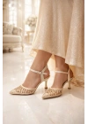 Kadın Taş İşlemeli Slingback İnce Topuk Ayakkabı
