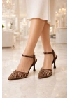 Kadın Taş İşlemeli Slingback İnce Topuk Ayakkabı