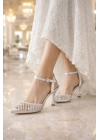 Kadın Taş İşlemeli Slingback İnce Topuk Ayakkabı