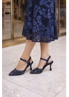 Kadın Taş İşlemeli Slingback İnce Topuk Ayakkabı