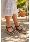 Kadın Hasır Detaylı Bilek Bantlı Günlük Sandale