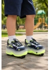 Çocuk Şarj Edilebilir LED Işıklı Paten Ayakkabı Düğmeli Açılır Tekerlekli