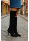 Diz Altı Streç Kadın Topuklu Çizme