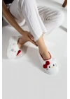 Hello Kitty Desenli Fiyonklu Kadın Peluş Ev Terliği