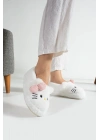 Hello Kitty Desenli Fiyonklu Kadın Peluş Ev Terliği