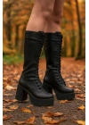 Kadın Bağcıklı Platform Topuklu Uzun Çizme