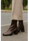 Kadın Küt Burunlu Topuklu Kadın Streç Bot