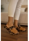 Leopar Desenli Kışlık Sessiz Ev Terliği