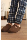 Unisex Nakışlı Kadife Fitilli Desen Rahat Yumuşak Tabanlı İçi Kürklü Terlik