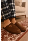 Unisex Nakışlı Kadife Fitilli Desen Rahat Yumuşak Tabanlı İçi Kürklü Terlik