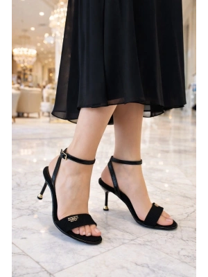 Kadın Tek Bant Taş Detaylı Topuklu Sandalet