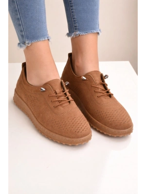 Kadın Süet Görünümlü Rahat Günlük Ayakkabı Bağcıklı
