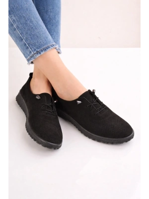 Kadın Süet Görünümlü Rahat Günlük Ayakkabı Bağcıklı