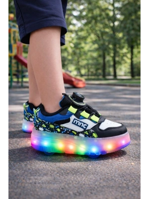 Kaykaylı Çocuk Işıklı Ayakkabı - Işıklı Patenli Kaykay Ayakkabı - Kaykay Ayakkabı